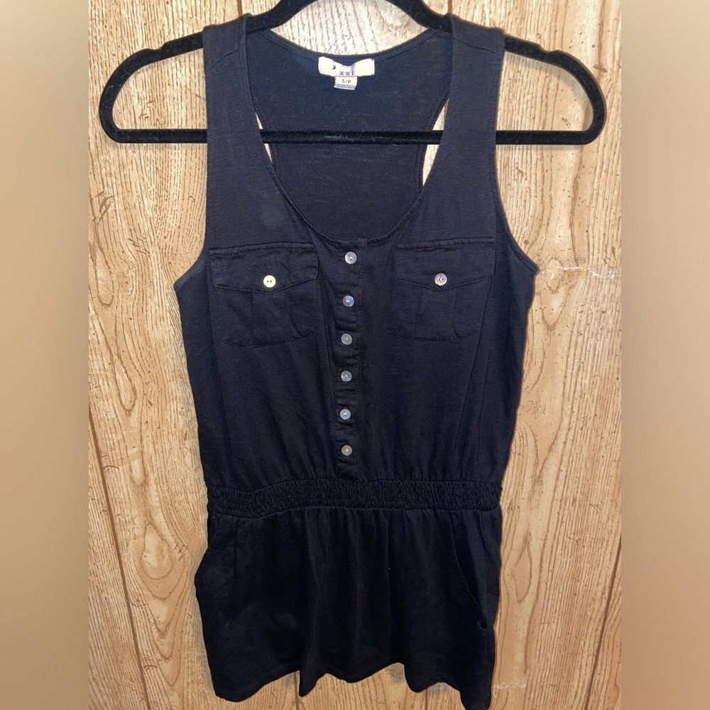 Forever 21 Button Up Racer Back Dress With Pockets